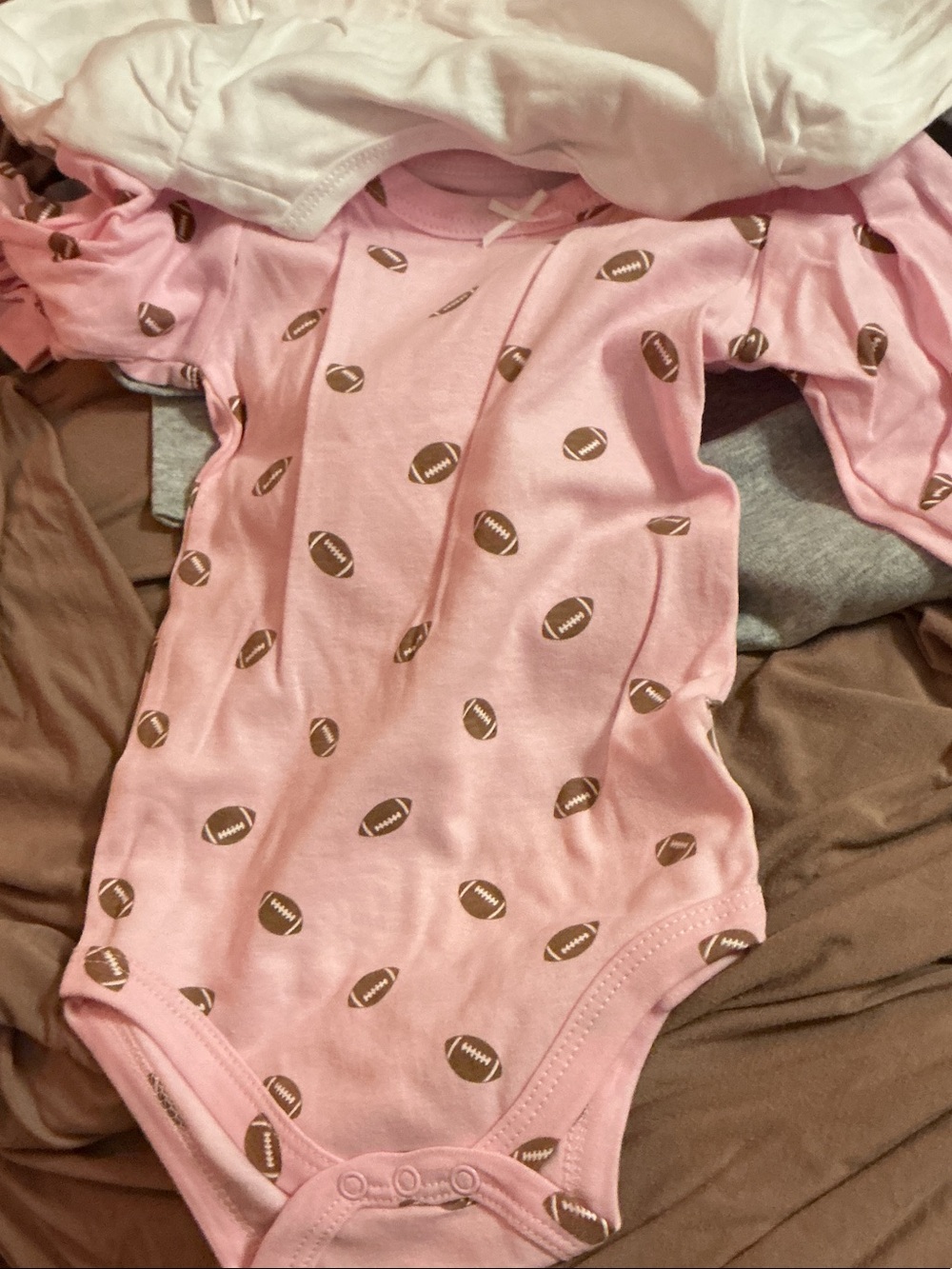 Baby Girls White & Pink 'Tutus & Touchdowns' Ruffle Bodysuit 3 pcs set - Picture 4 of 4